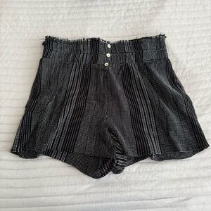 Blue Rain High Waist Black and White Shorts